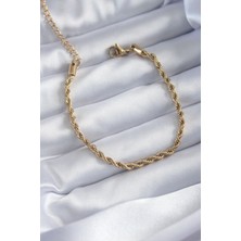 Hayat Store 316L Çelik Gold Renk Burgu Zincir Model Kadın Bileklik - Lisinya