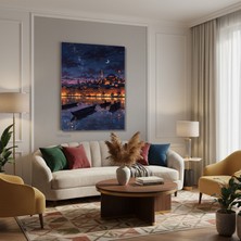 Tablonhazır Dikey Kanvas Tablo Salon Duvar Tablosu Ayasofya Gece Ay Yeni Ev Hediyesi Ofis Tablosu