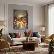 Tablonhazır Dikey Kanvas Tablo Salon Duvar Tablosu Donmus Nehir Yeni Ev Hediyesi Ofis Tablosu