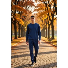 Benerly Erkek Düz Bisiklet Yaka Düşük Kol Uzun Kollu Sweatshirt Fonksiyonel Dayanıklı Kaliteli Şık