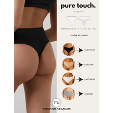 Pure Touch Lingerie Kadın Yüksek Bel Tanga Külot 7'li Paket /siyah-Ten-Beyaz-Gri