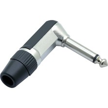 Novytech Gitar Jack 6.3 mm Mono L Tip Plastik Gövde Metal Uç