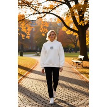 Benerly Kadın Kapüşonlu Düşük Kol Geometrik Desenli Oversize Örme Sweatshirt Fonksiyonel Dayanıklı
