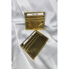 Leaf Accessory Kadın Kartlık Parlak Dore, 1. Sınıf Vinlex Deri, 7 Tane Kart Koyma Cepli