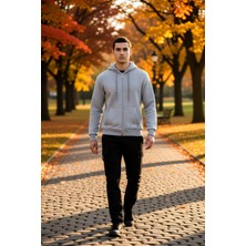 Benerly Erkek Kapüşonlu Standart Kol Fermuarlı Regular Fit Sweatshirt Fonksiyonel Dayanıklı Modern