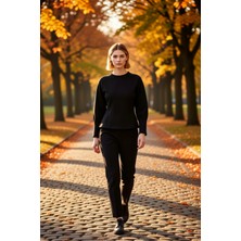 Benerly Kadın Bisiklet Yaka Reglan Kol Fitted Örme Sweatshirt Fonksiyonel Dayanıklı Kaliteli Rahat