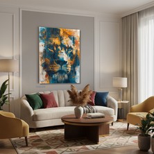 Dikey Kanvas Tablo Salon Duvar Tablosu ASLAN12 Yeni Ev Hediyesi Ofis Tablosu