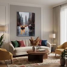 Tablonhazır Dikey Kanvas Tablo Salon Duvar Tablosu Sehir Trafik Yeni Ev Hediyesi Ofis Tablosu