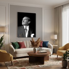 Tablonhazır Dikey Kanvas Tablo Salon Duvar Tablosu Yukari Bakan Atatürk Yeni Ev Hediyesi Ofis Tablosu