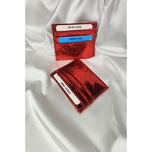 Leaf Accessory Kadın Kartlık Parlak Kırmızı, 1. Sınıf Vinlex Deri, 7 Tane Kart Koyma Cepli