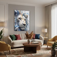 Dikey Kanvas Tablo Salon Duvar Tablosu Aslan8 Yeni Ev Hediyesi Ofis Tablosu