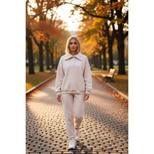 Benerly Kadın Polo Yaka Düşük Kol Örme Sweatshirt Fonksiyonel Dayanıklı Kaliteli Konforlu Estetik Şık