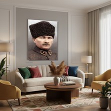 Tablonhazır Dikey Kanvas Tablo Salon Duvar Tablosu Atatürk Portre Renkli Yeni Ev Hediyesi Ofis Tablosu