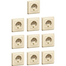 Legrand Cariva Bej Topraklı Priz Çerçeveli 10 Adet / 10.lu