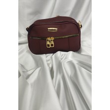 Leaf Accessory Kadın Çantası, Fermuaralı, Elde ve Omuz Askılı, Bordo