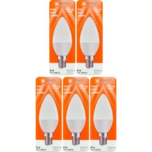 Avarson (5 Adet) Osaka 7W (50W) Sarı Işık (3000K) E14 Duylu (Ince Duy) LED Mum Ampul