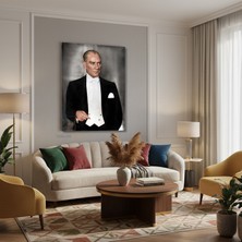 Tablonhazır Dikey Kanvas Tablo Salon Duvar Tablosu Beyaz Gomlekli Atatürk Yeni Ev Hediyesi Ofis Tablosu