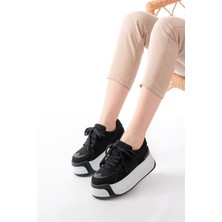 Zerenyus ZRİN-190 Premium Siyah Bağcıklı Fileli Yüksek Taban Günlük Sneaker