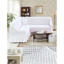 KUTLALE Bürümcük Etekli L Köşe Koltuk Örtüsü, Lastikli, Esnek, Standart 350CM’LI 1 Adet Kılıf