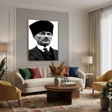 Tablonhazır Dikey Kanvas Tablo Salon Duvar Tablosu Sb Kalpaklı Atatürk Yeni Ev Hediyesi Ofis Tablosu