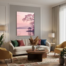 Tablonhazır Dikey Kanvas Tablo Salon Duvar Tablosu Japon Pembe Gokyuzu Yeni Ev Hediyesi Ofis Tablosu