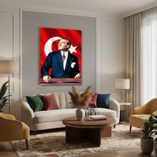 Tablonhazır Dikey Kanvas Tablo Salon Duvar Tablosu Kanvas Atatürk 016 Yeni Ev Hediyesi Ofis Tablosu
