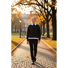 Benerly Kadın Polo Yaka Düşük Kol Oversize Geniş Kalıp %100 Pamuk Sweatshirt Fonksiyonel Dayanıklı