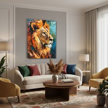 Tablonhazır Dikey Kanvas Tablo Salon Duvar Tablosu ASLAN10 Yeni Ev Hediyesi Ofis Tablosu
