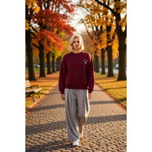 Benerly Kadın Bisiklet Yaka Düşük Kol Nakışlı Regular Kalıp Örme Sweatshirt Fonksiyonel Dayanıklı Şık