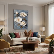 Dikey Kanvas Tablo Salon Duvar Tablosu Güzel Çiçekler Yeni Ev Hediyesi Ofis Tablosu