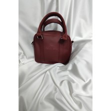 Leaf Accessory Tote Bag Çanta, Fermuaralı, Elde ve Omuz Askılı, Bordo