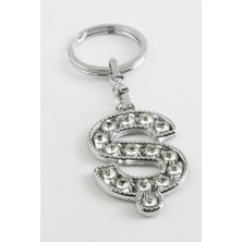 Gümüş Renkli Taşlı Harf Anahtarlık