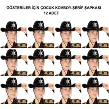 Osense Kovboy Şerif Şapkası Siyah 12 Adet - Kostüm, Parti ve Gösteri Şapkası