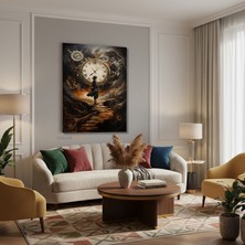 Tablonhazır Dikey Kanvas Tablo Salon Duvar Tablosu Zaman Soyut Yeni Ev Hediyesi Ofis Tablosu