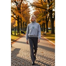 Benerly Kadın Dik Yaka Düşük Kol Fermuarlı Örme Sweatshirt Fonksiyonel Dayanıklı Kaliteli Konforlu