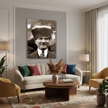 Tablonhazır Dikey Kanvas Tablo Salon Duvar Tablosu Kanvas Atatürk 035 Yeni Ev Hediyesi Ofis Tablosu