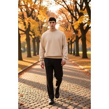 Benerly Erkek Bisiklet Yaka Standart Kol Oversize Kalıp Sweatshirt Fonksiyonel Dayanıklı Kaliteli Şık