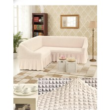 KUTLALE Bürümcük Etekli L Köşe Koltuk Örtüsü, Lastikli, Esnek, Standart 350CM’LI 1 Adet Kılıf