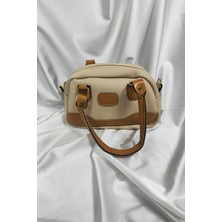 Leaf Accessory Kadın Çantası, Fermuaralı, Elde ve Omuz Askılı, Bej Sütlü Kahve