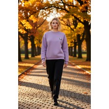 Benerly Kadın Bisiklet Yaka Düşük Kol Nakışlı Regular Kalıp Örme Sweatshirt Fonksiyonel Dayanıklı Şık