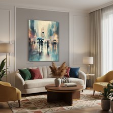 Tablonhazır Dikey Kanvas Tablo Salon Duvar Tablosu Yagmurlu Gun Yeni Ev Hediyesi Ofis Tablosu