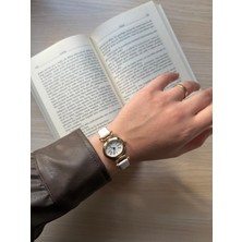 Rubsey Retro Minimal Deri Kordon Vintage Kadın Kol Saati Beyaz