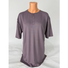 Yaşar Triko Kadın Likralı Bisiklet Yaka Kısa Kollu Yanları Yırtmaçlı Yün Anne Penye Tişört