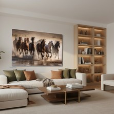Yatay Kanvas Duvar Tablosu Kosan Atlar Salon Tablosu Ofis Tablosu Yeni Ev Hediyesi Dekorasyon