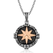 Özcömert Silver Gümüş Pusula Kolye