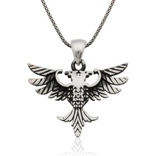 Özcömert Silver Gümüş Çift Başlı Kartal Erkek Kolye