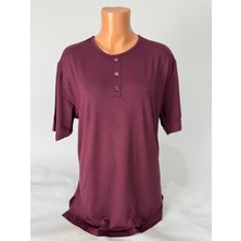 Yaşar Triko Kadın Likralı Bisiklet Yaka Kısa Kollu Yanları Yırtmaçlı Yün Anne Penye Tişört