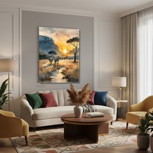 Tablonhazır Dikey Kanvas Tablo Salon Duvar Tablosu Afrika Fil Yeni Ev Hediyesi Ofis Tablosu