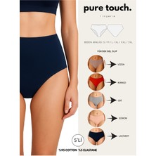 Kadın Yüksek Bel Külot 5'li Paket/lacivert-Somon-Kırmızı-Gri-Vizon