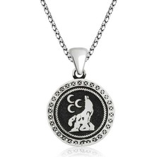 Özcömert Silver Gümüş Üç Hilal Kurt Kolye